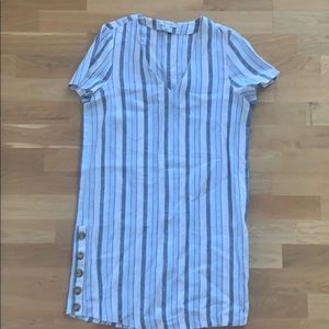 Madewell blue striped linen dress size S
